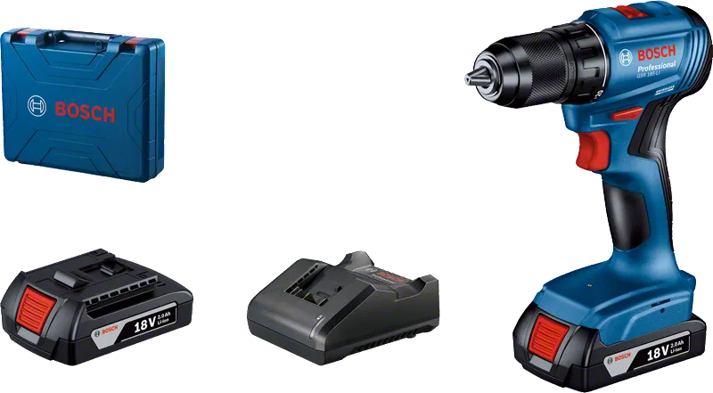 Bosch GSR 185-LI akku-boremaskinesæt med 18V batteri.